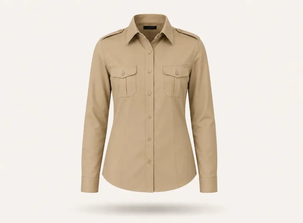 Industrial Security Shirt (Khaki, S, Giza Cotton, logo)