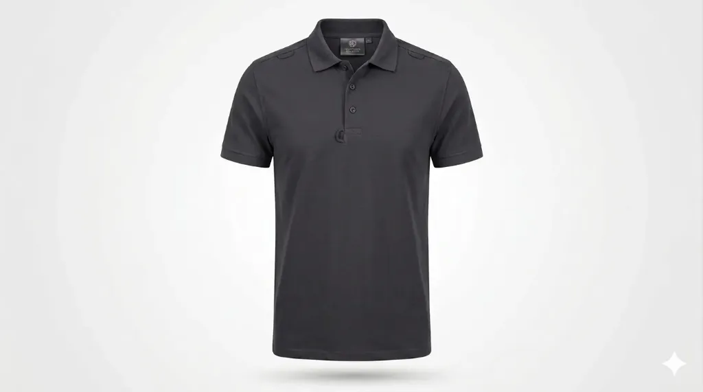 Industrial Security Polo (Charcoal Grey, S, logo, Giza Cotton)
