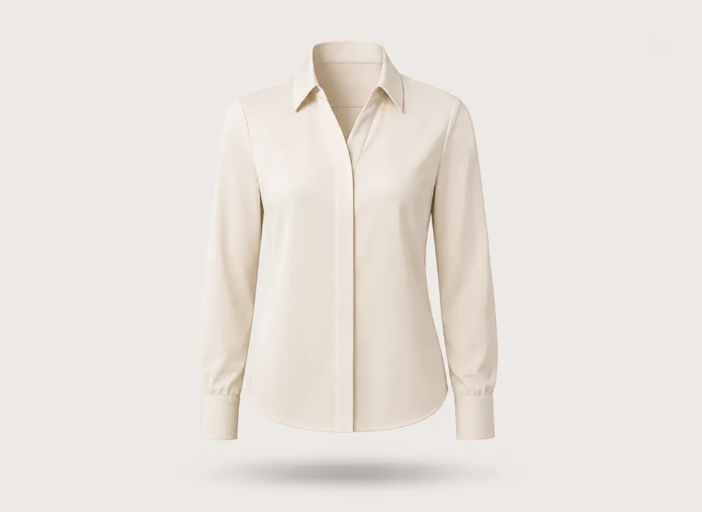Reception Blouse – Soft Formal Fit (Custom, White, logo, Giza Cotton)