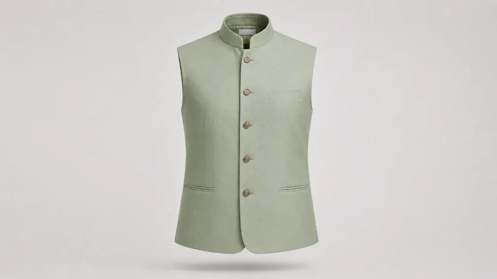 Corporate Nehru Jacket (Olive, S, logo, Terry- Rayon)