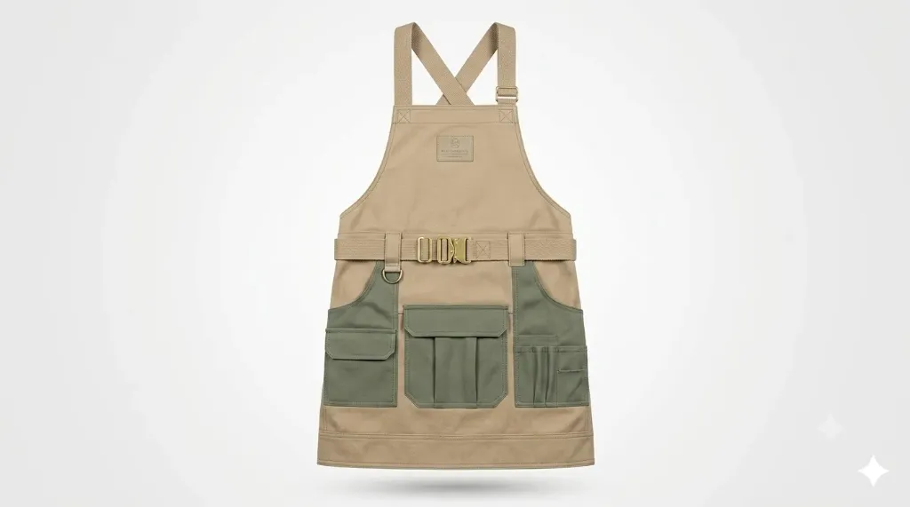 Artisan Technical Cross-Back Work Apron (logo, Denim, With Pocket)