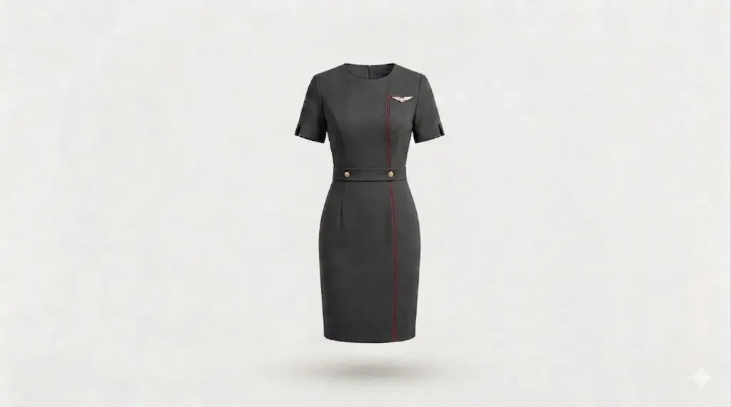 Tailored Aviation Dress (Charcoal Grey, S, logo, Terry- Rayon)