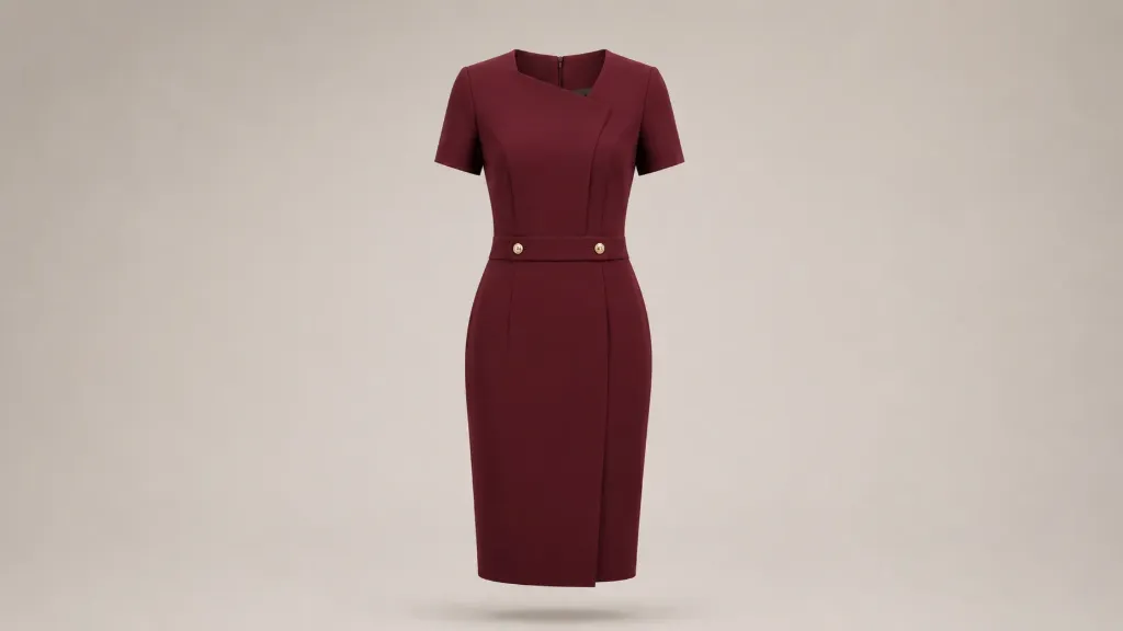 Signature Tailored Dress (Mahroon, S, logo, Terry- Rayon)