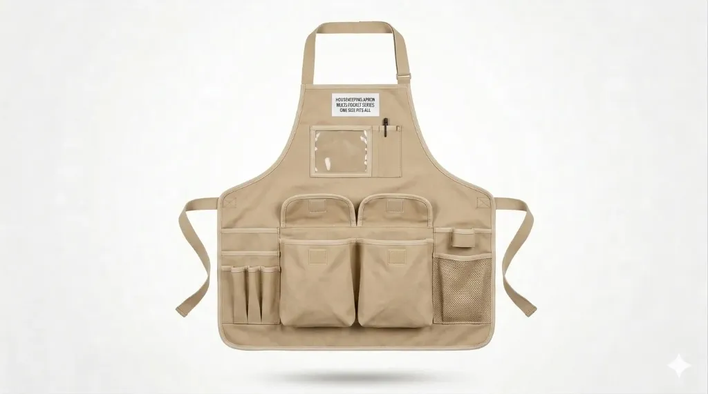 Housekeeping Utility Apron – Multi Pocket Series (Khaki, With Pocket, Denim)