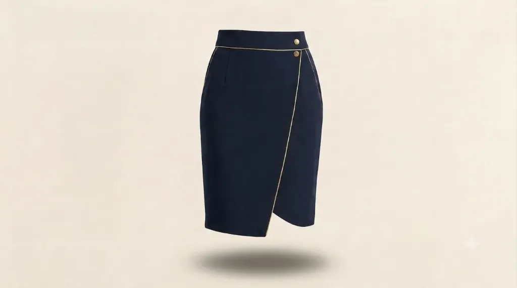 Executive Wrap Skirt (Deep Navy, S, Terry- Rayon)