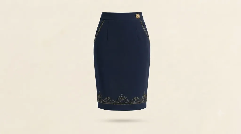Executive Artisan Skirt (Deep Navy, S, Terry- Rayon)